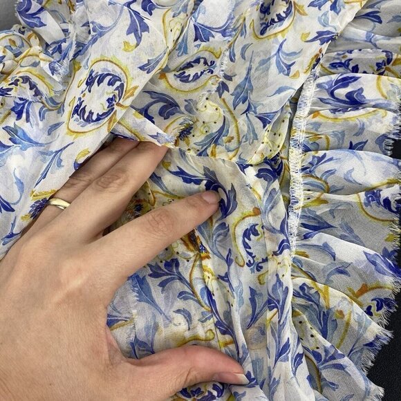 Caroline Constas Women's 100% Silk Tiered Mini Dress Size XS Long Sleeve Dahlia - Picture 7 of 9